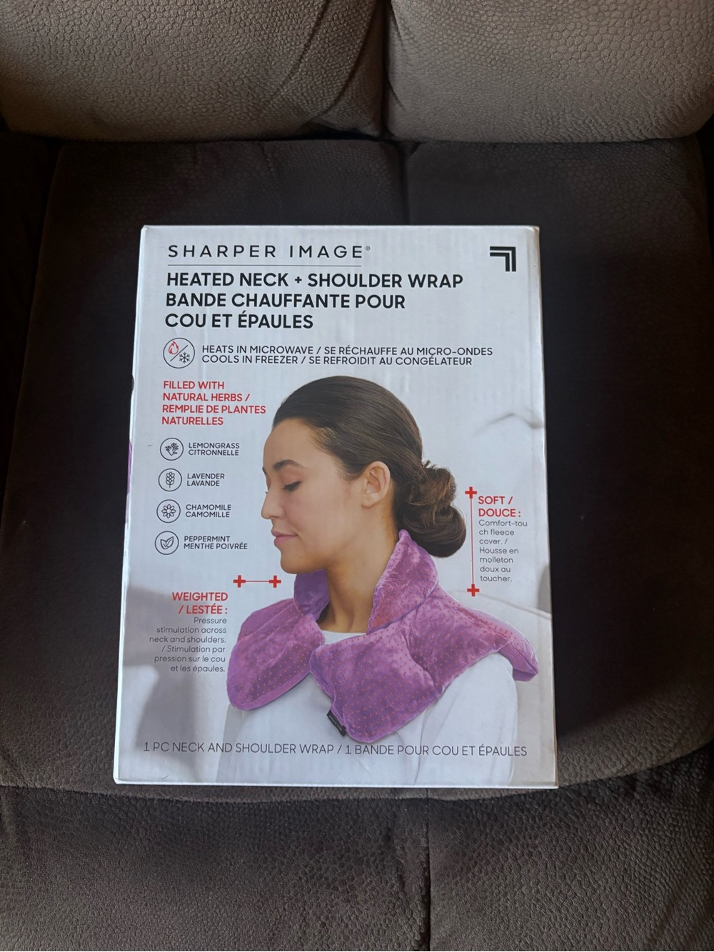 Sharper Image Plush heated Neck & Shoulder Wrap - Purple